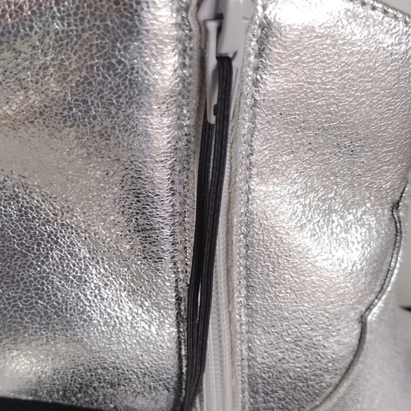 Express Pointed Toe Thin Heeled Booties. Metallic Silver. Size 8 - Picture 13 of 16